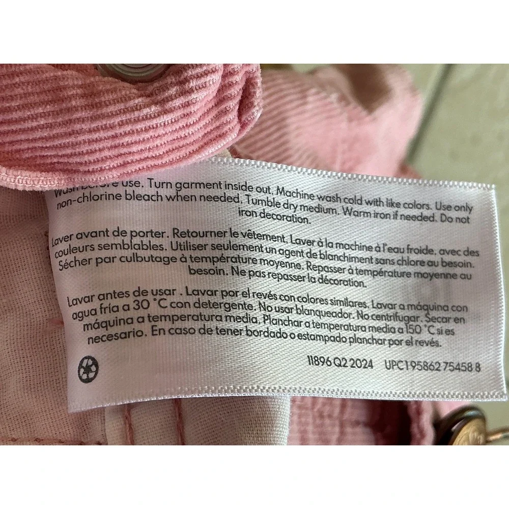 OshKosh B'gosh Corduroy Overalls Kids 18M Pink Good Vestbak Bib Pants Vintage